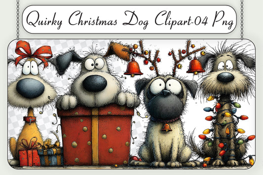 Quirky Christmas Dog Clipart PNG Bundle