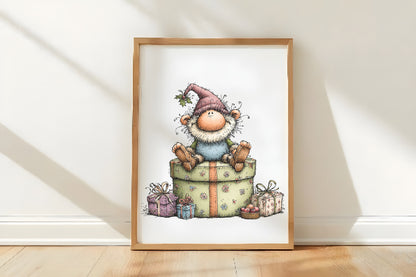 Quirky Christmas Dwarfs Clipart PNG Bundle | Cute Watercolor Holiday Dwarf Clipart | Festive Nordic Gnomes