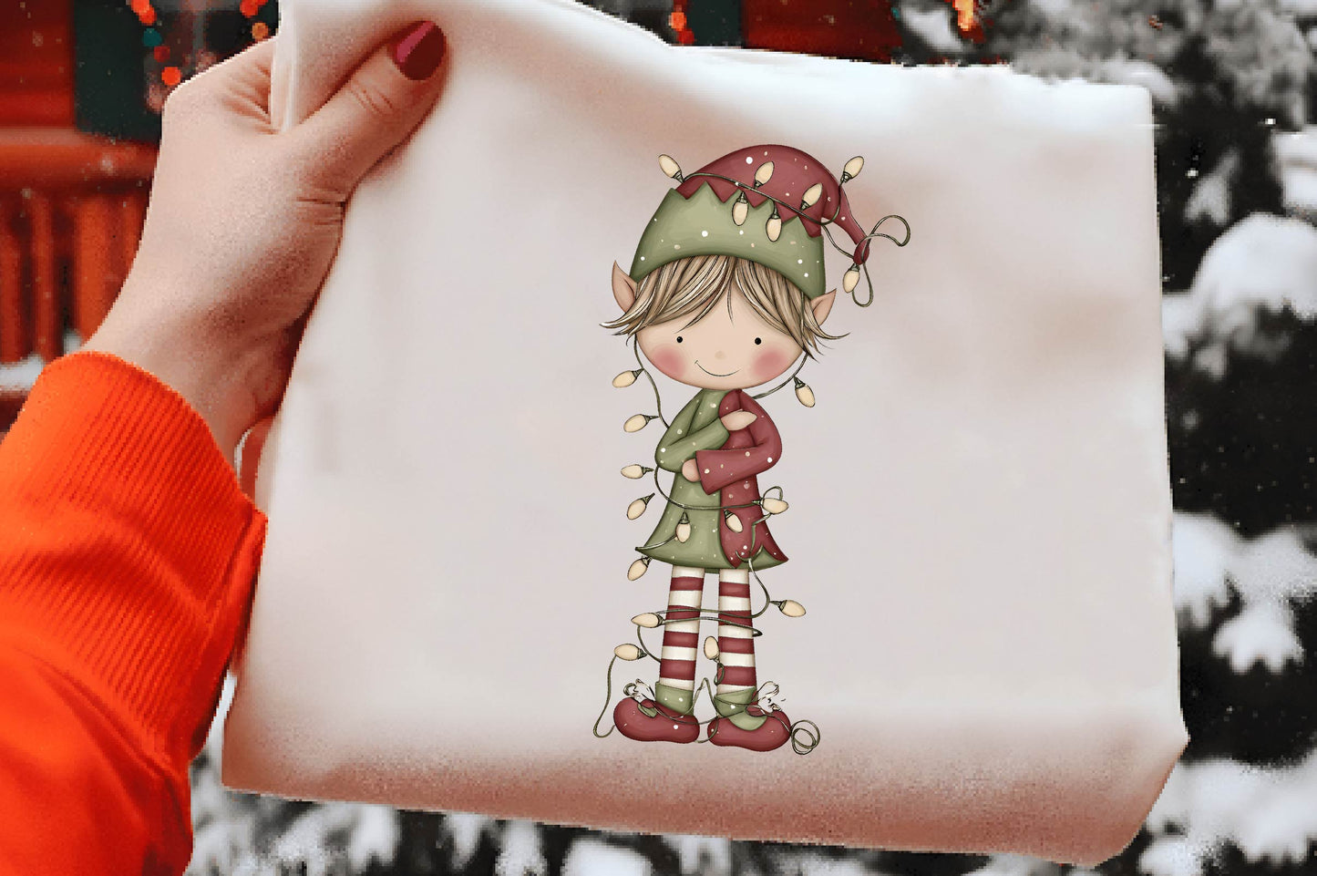 Quirky Christmas Elf Clipart PNG Bundle | Cute Watercolor Holiday Elf Clipart
