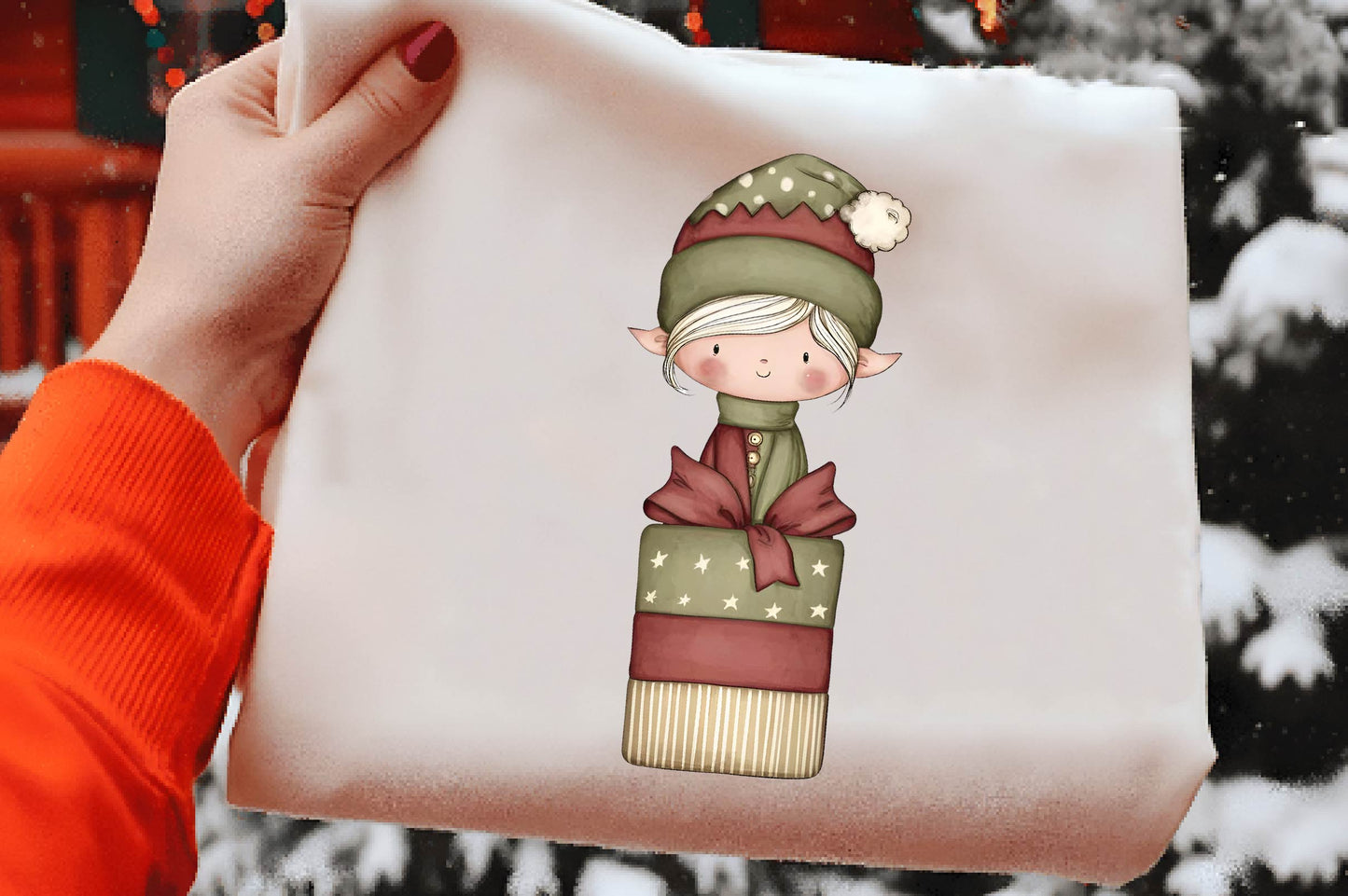 Quirky Christmas Elf Clipart PNG Bundle | Whimsical Watercolor Holiday Elf PNG | Cute Christmas Clipart