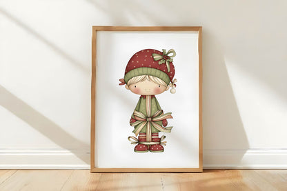 Quirky Christmas Elf Clipart PNG Bundle | Whimsical Watercolor Holiday Elf PNG | Cute Christmas Clipart