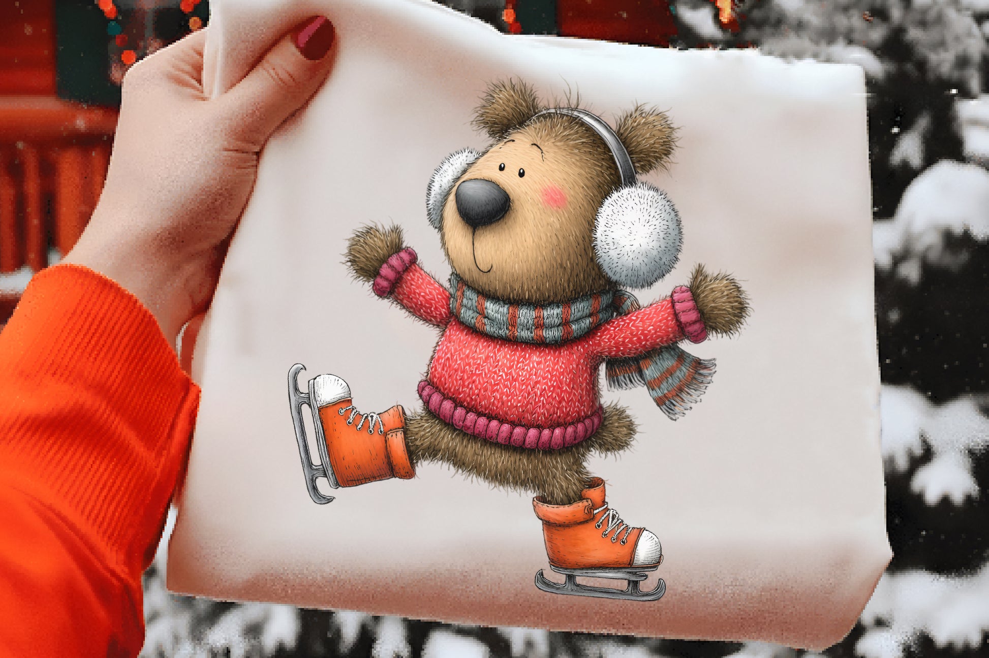 Quirky Christmas Festive Bear Clipart PNG