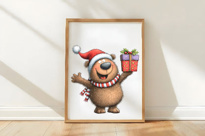 Quirky Christmas Festive Bear Clipart PNG
