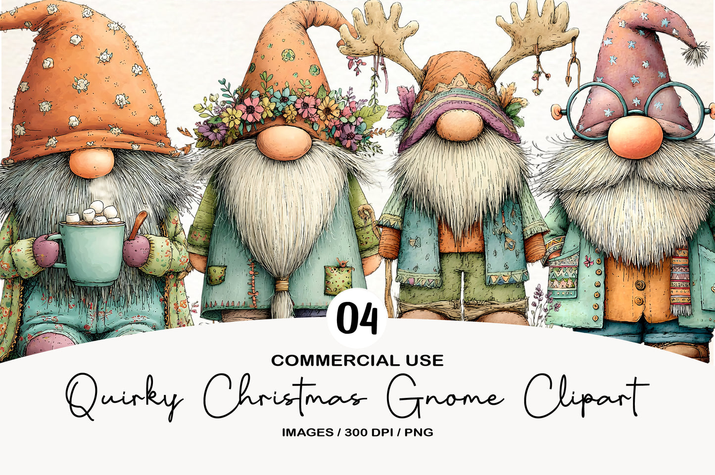 Quirky Christmas Gnome Clipart PNG