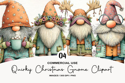 Quirky Christmas Gnome Clipart PNG