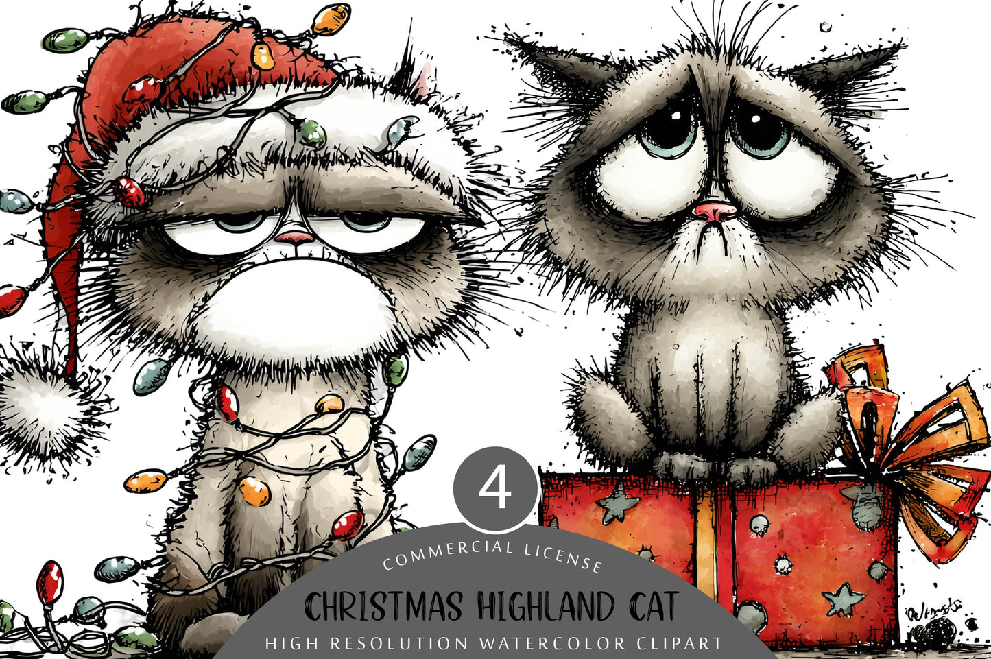 Quirky Funny Christmas Grumpy Cat Clipart PNG