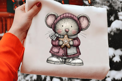 Quirky Christmas Mouse Clipart PNG