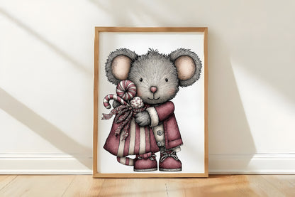 Quirky Christmas Mouse Clipart PNG
