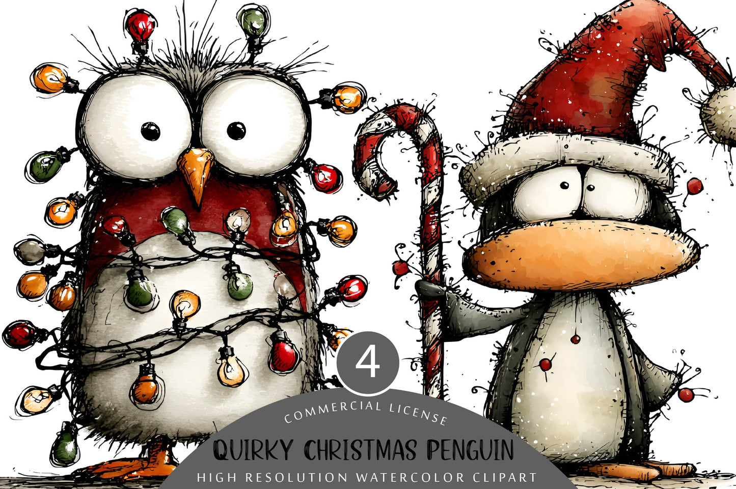 Quirky Funny Christmas Penguin Clipart PNG