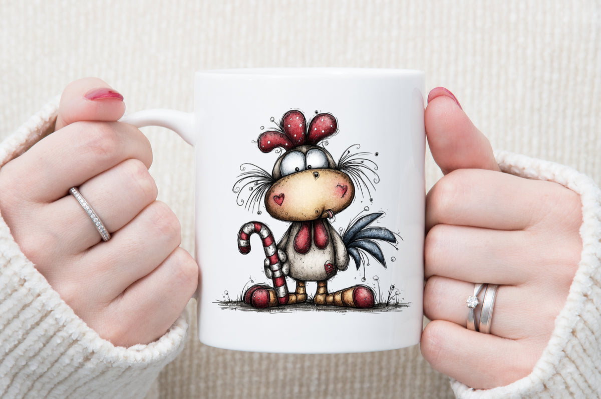 Quirky Christmas Rooster Clipart PNG Bundle