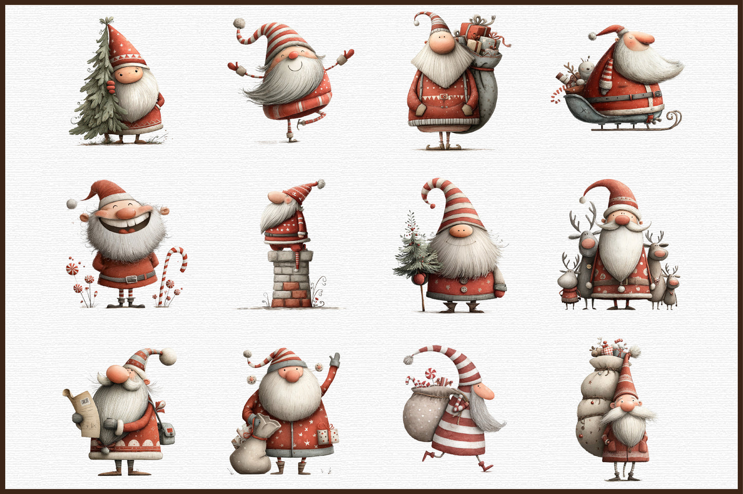 Quirky Christmas Santa Clipart PNG Bundle