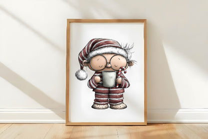 Quirky Christmas Santa Clipart PNG Bundle | Funny Watercolor Santa Claus Clipart | Cute Holiday PNG