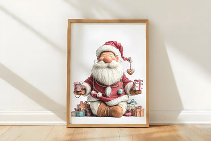 Quirky Christmas Santas Clipart PNG Bundle | Cute Watercolor Holiday Santa Claus Clipart | Festive Santa PNG