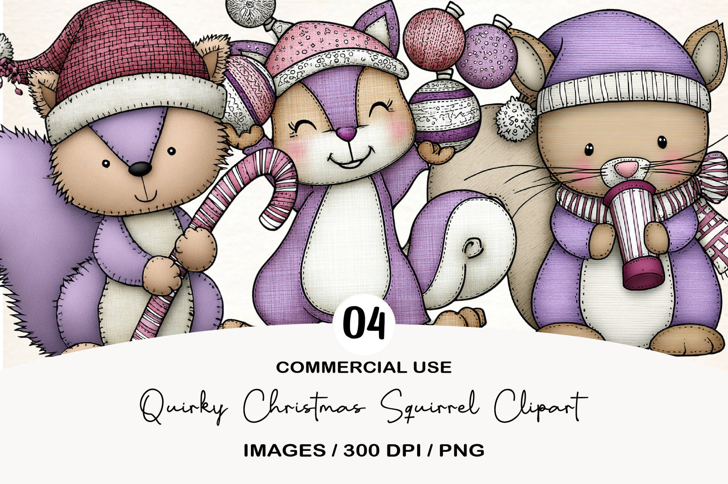 Quirky Christmas Squirrel Clipart PNG