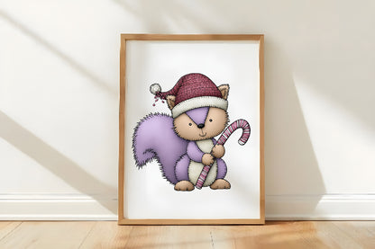 Quirky Christmas Squirrel Clipart PNG
