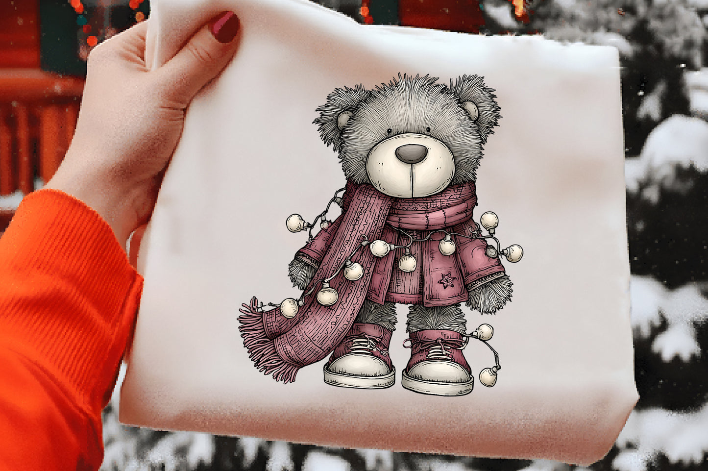 Quirky Christmas Teddy Bear Clipart PNG