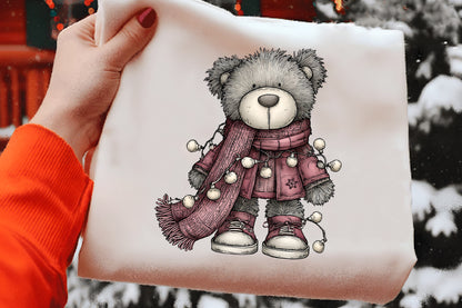 Quirky Christmas Teddy Bear Clipart PNG