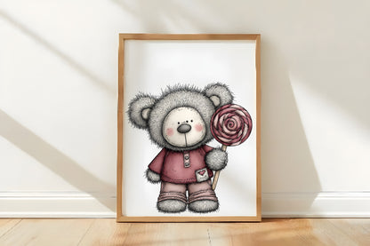 Quirky Christmas Teddy Bear Clipart PNG