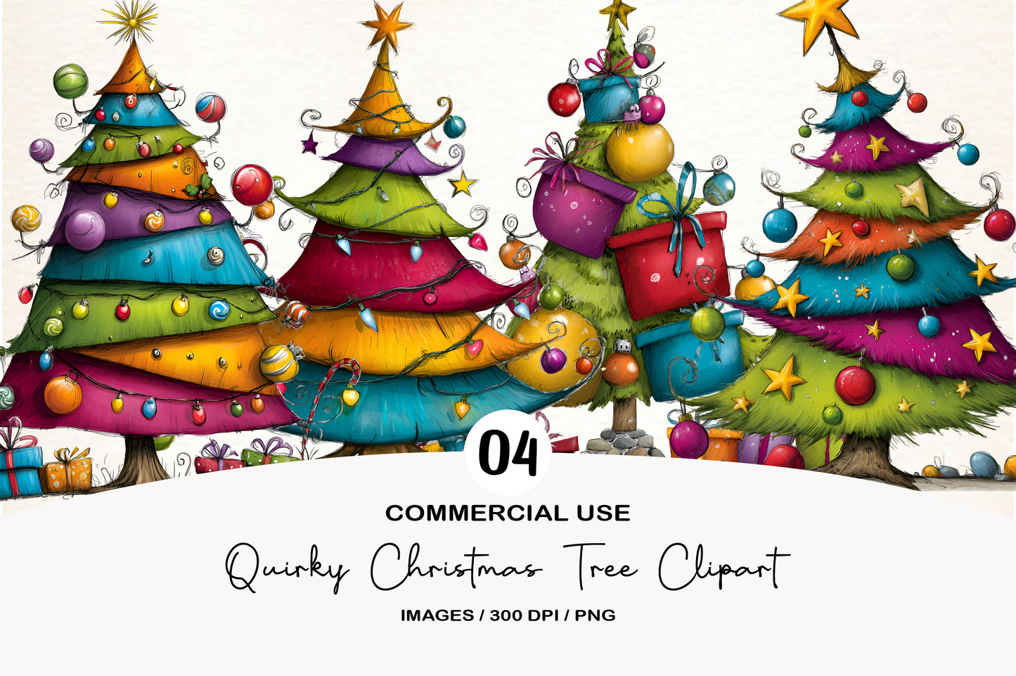 Quirky Christmas Tree Clipart PNG