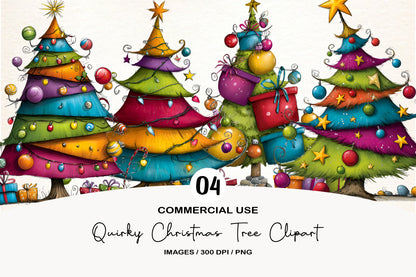 Quirky Christmas Tree Clipart PNG