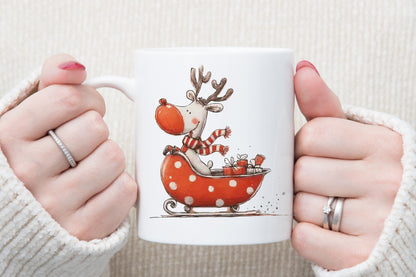 Quirky Funny Christmas Reindeer Clipart PNG Bundle