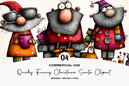 Quirky Funny Christmas Santa Clipart PNG
