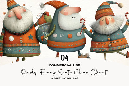 Quirky Funny Santa Claus Clipart PNG