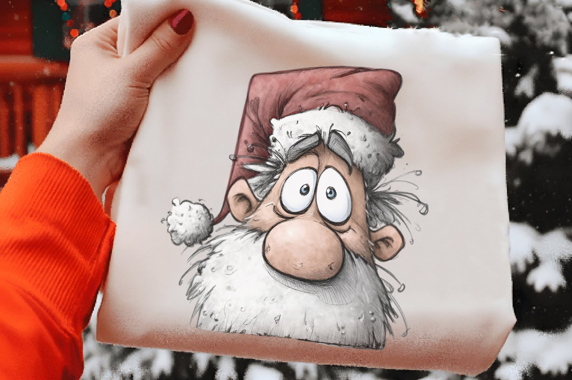 Quirky Funny Santa Claus Face Clipart PNG