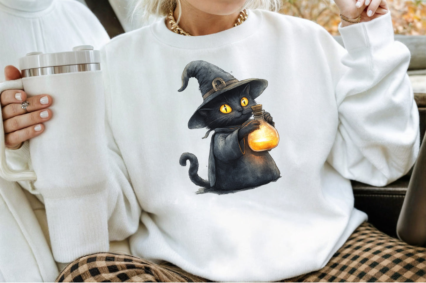 Quirky Halloween Cat Watercolor Clipart Cute Spooky PNG Bundle