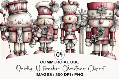 Quirky Nutcracker Christmas Clipart PNG Bundle | Cute Watercolor Holiday Nutcracker Clipart