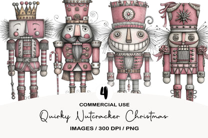 Quirky Nutcracker Christmas Clipart Bundle PNG | Cute Watercolor Nutcracker Soldiers | Festive Holiday PNG