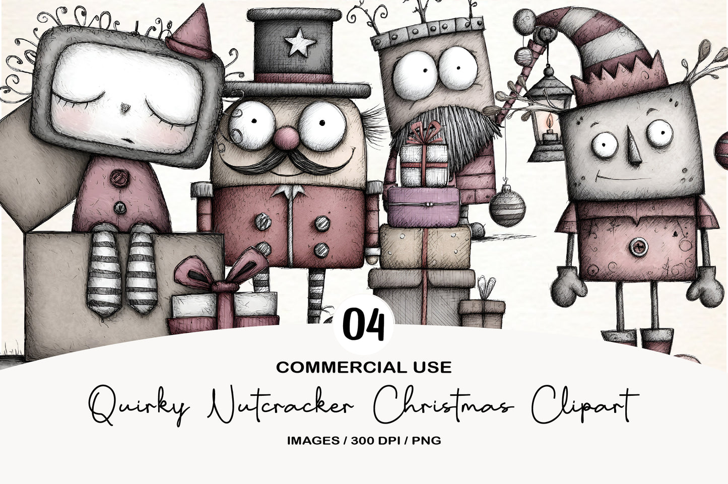 Quirky Nutcracker Christmas Clipart PNG Bundle | Cute Watercolor Holiday Nutcracker Clipart | Festive Nutcracker PNG