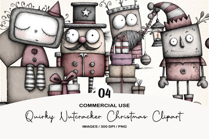 Quirky Nutcracker Christmas Clipart PNG Bundle | Cute Watercolor Holiday Nutcracker Clipart | Festive Nutcracker PNG