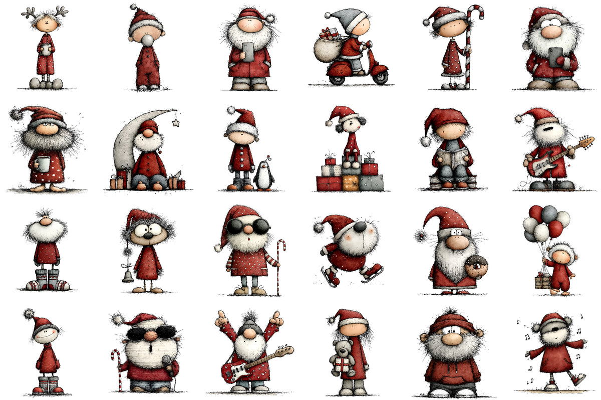 Quirky Santa Claus Christmas Clipart PNG