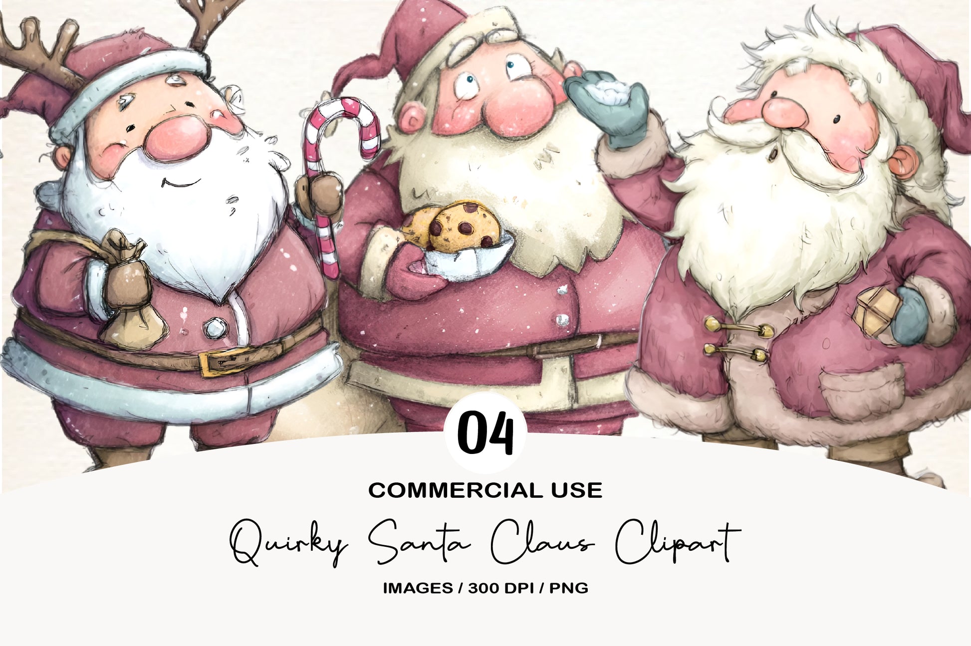 Quirky Santa Claus Christmas Clipart PNG
