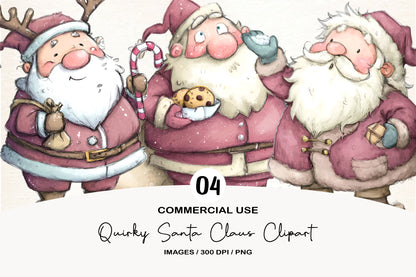 Quirky Santa Claus Christmas Clipart PNG