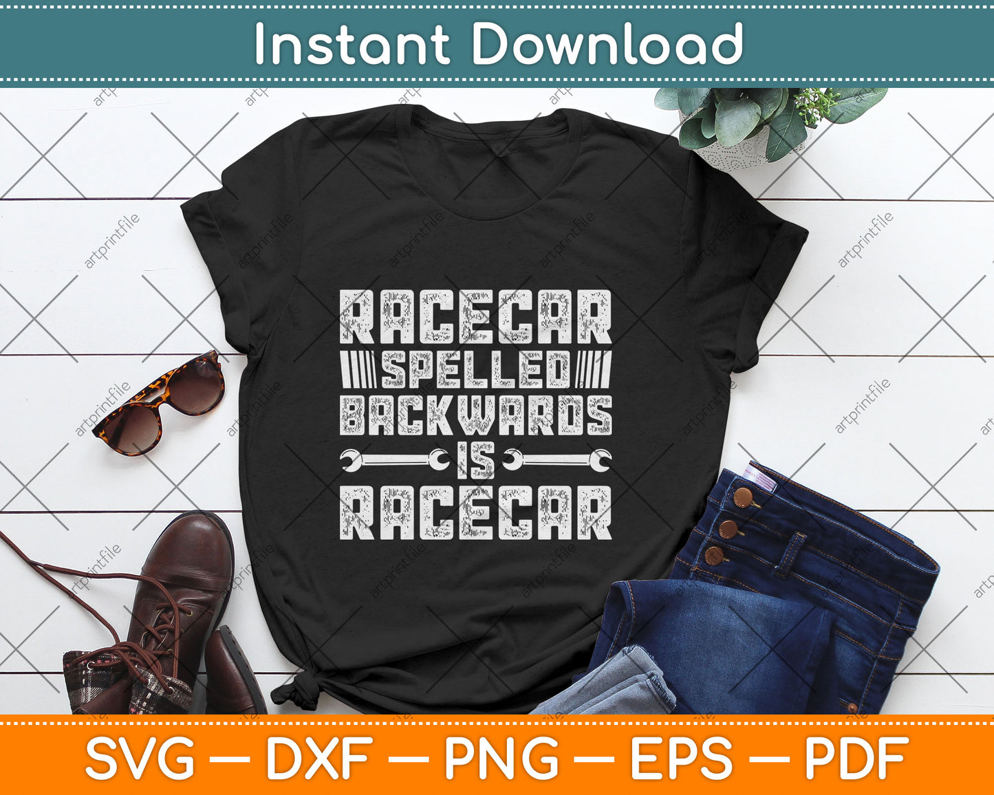 Racecar Spelled Backward is Racecar Grunge Mechanics Svg Digital Cutting File