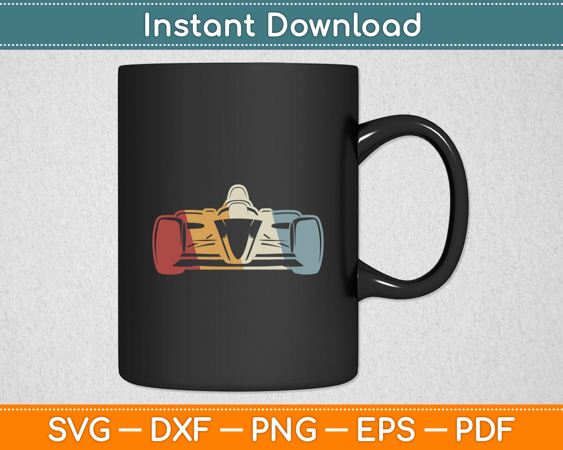 Racing Car Retro Style Vintage Svg Digital Cutting File