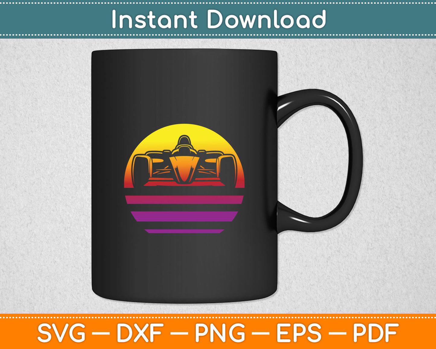 Racing Car Retro Style Vintage Svg Digital Cutting File