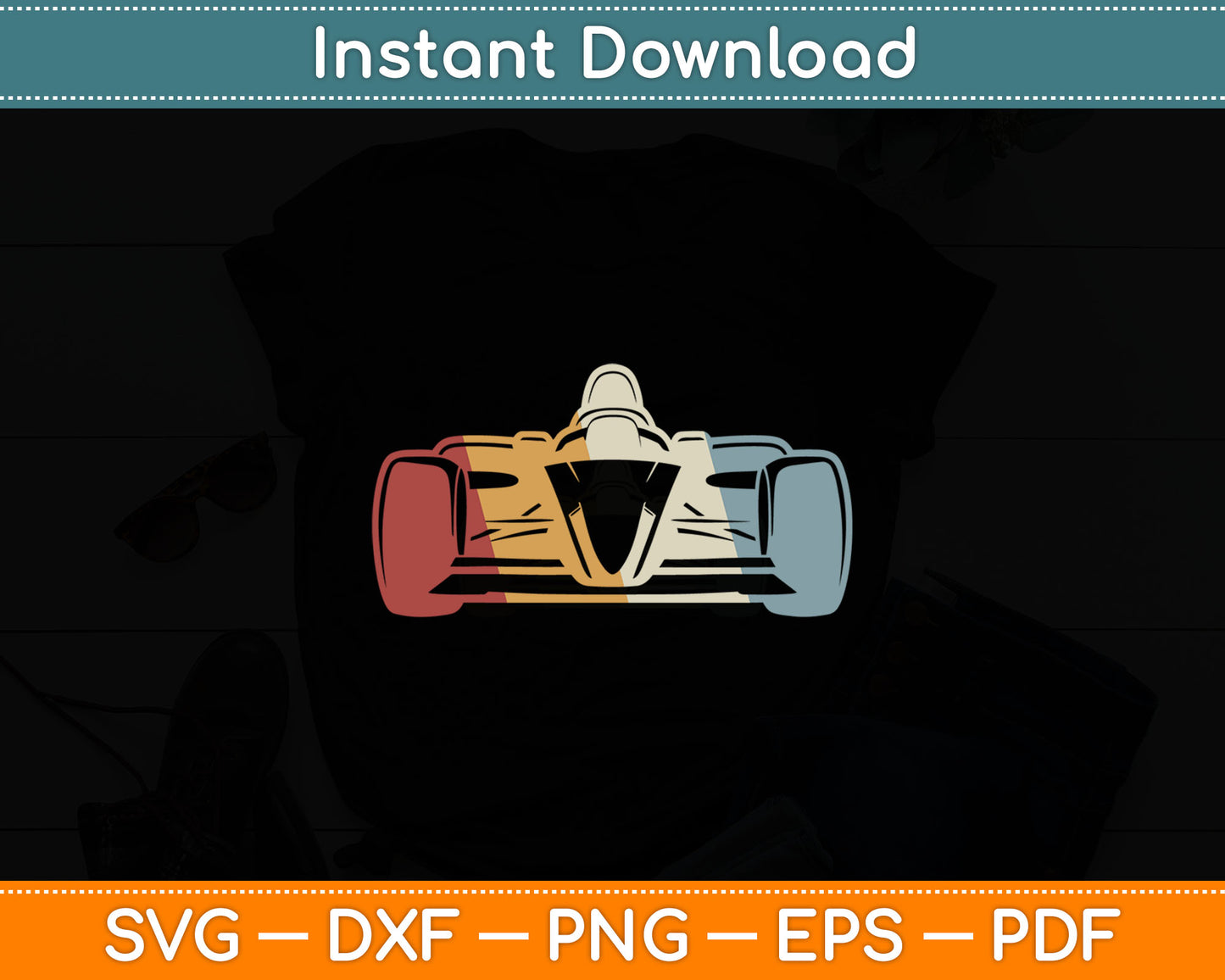Racing Car Retro Style Vintage Svg Digital Cutting File