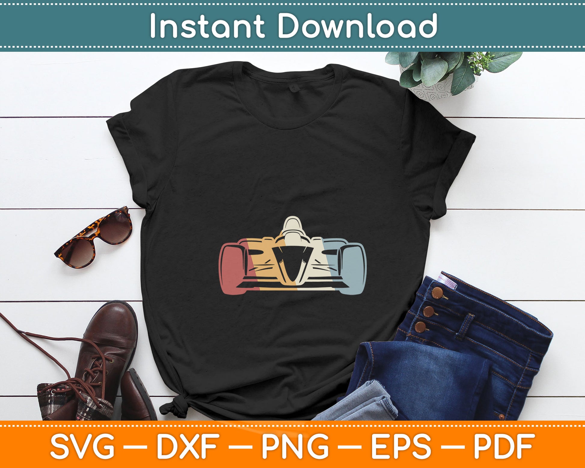 Racing Car Retro Style Vintage Svg Digital Cutting File