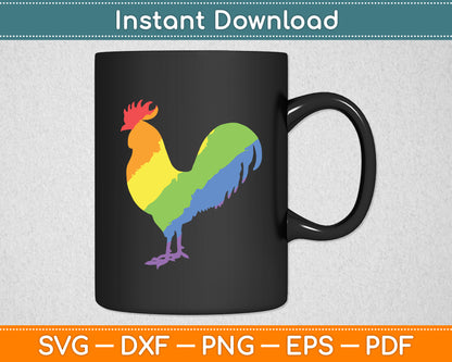 Rainbow Rooster Gay Pride Colorful Cock Svg Png Dxf Digital Cutting File