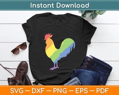 Rainbow Rooster Gay Pride Colorful Cock Svg Png Dxf Digital Cutting File