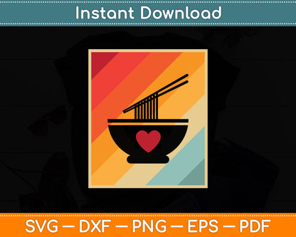 Ramen Bowl Japanese Noodles Distressed Vintage Retro Svg Digital Cutting File