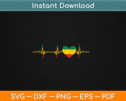 Rasta Reggae Heartbeat ECG Pulse Jamaica Rastafari Heart Svg Digital Cutting File