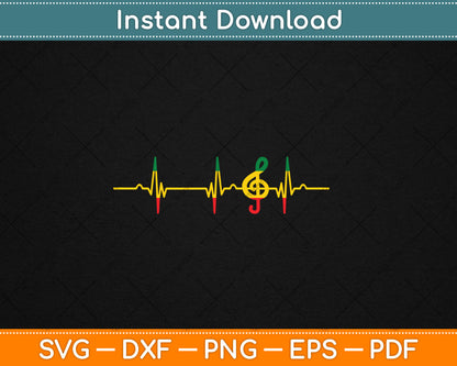 Rasta Reggae Music Note Rastafari Roots Heartbeat EKG Pulse Svg Digital Cutting File