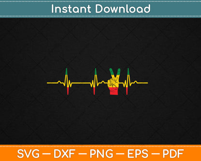 Rasta Reggae Peace Rastafari Roots Heartbeat ECG Pulse Svg Digital Cutting File