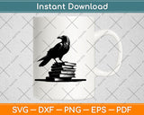 Raven On A Stack Of Books Halloween Svg Design Digital Cutting File