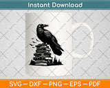 Raven On A Stack Of Books Halloween Svg Design Digital Cutting File