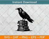 Raven On A Stack Of Books Halloween Svg Png Dxf Digital Cutting File